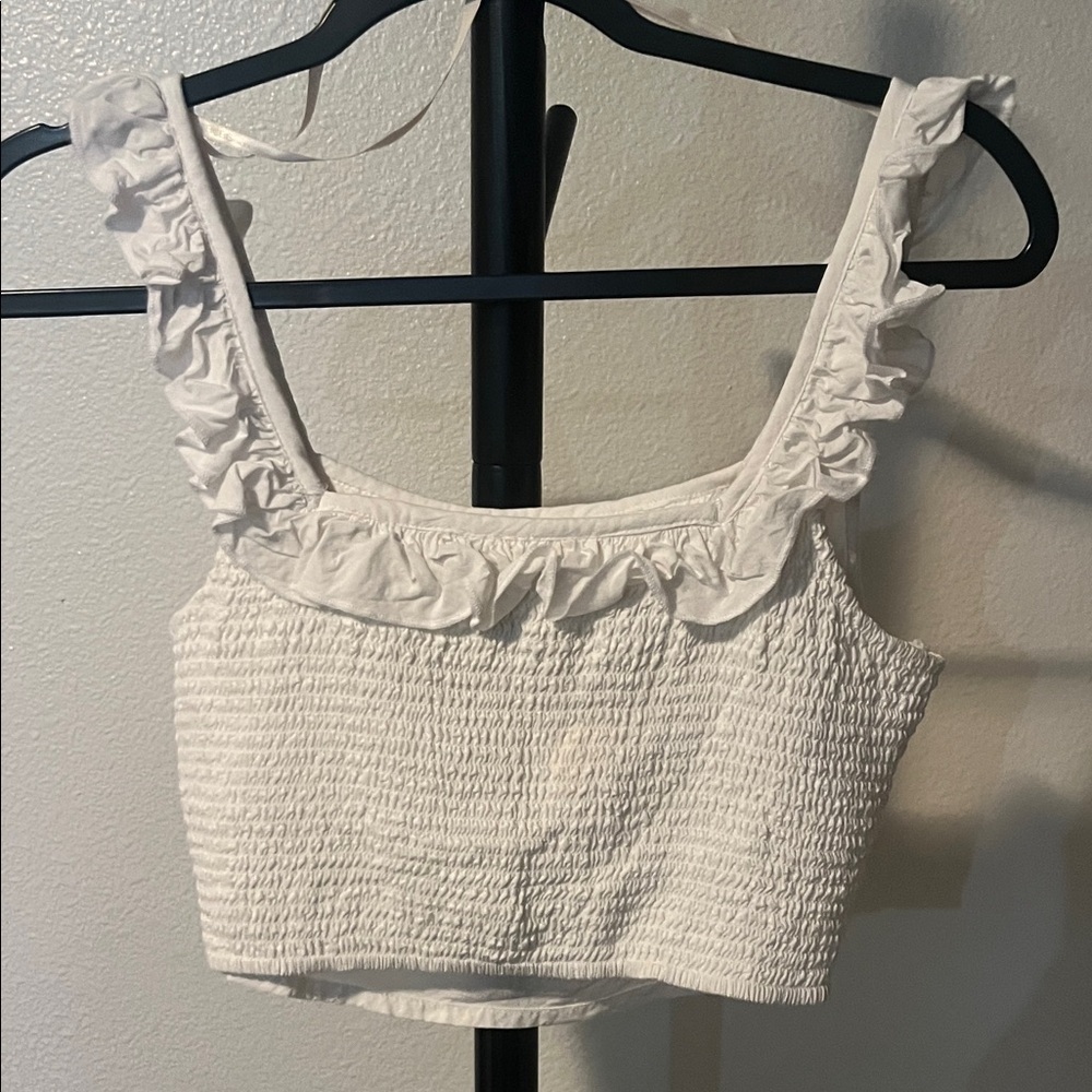 BCBGeneration Cream Ruffled Crop Top - Picture 4 of 4